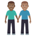 👨🏾‍🤝‍👨🏽 men holding hands: medium-dark skin tone, medium skin tone display on JoyPixels